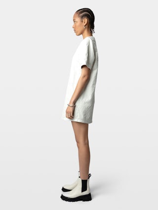 Dress Riddy Crinkled Leather - Short crinkled leather dress with short sleeves.