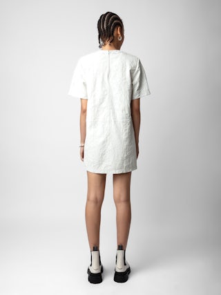 Robe Riddy Cuir Froissé - Robe courte en cuir froissé à manches courtes.