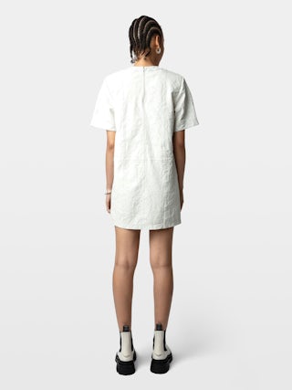Dress Riddy Crinkled Leather - Short crinkled leather dress with short sleeves.
