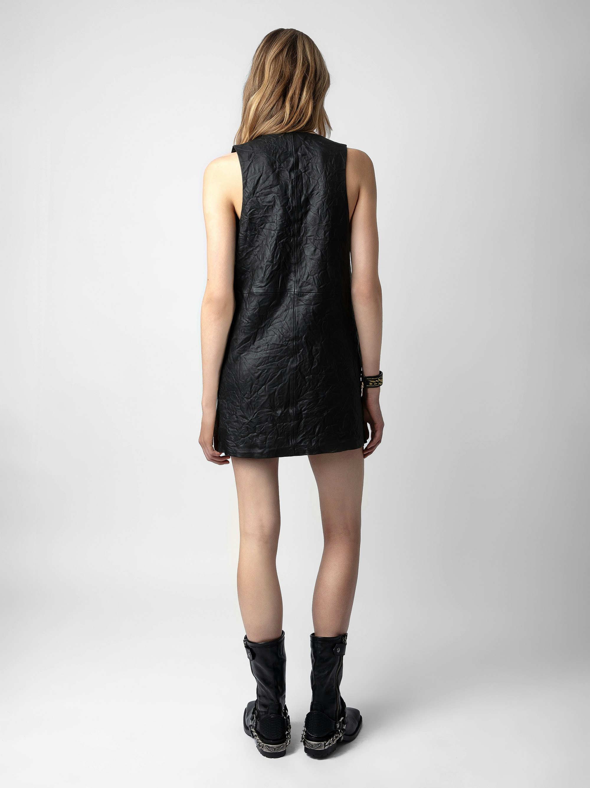 Rasha Crinkled Leather Dress dress black women | Zadig&Voltaire