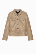 Liam Leather Jacket - Women’s cognac leather jacket with buttons