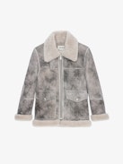 Abrigo Kain Shearling - Abrigo de borreguillo color antracita con forro forrado para mujer.
