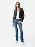 Bunta Reversible Leather Jacket - Reversible short black leather and khaki nylon jacket with zip and snap button fastening and pockets.