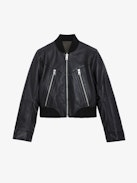 Bunta Reversible Leather Jacket - Reversible short black leather and khaki nylon jacket with zip and snap button fastening and pockets.