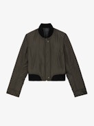 Bunta Reversible Leather Jacket - Reversible short black leather and khaki nylon jacket with zip and snap button fastening and pockets.
