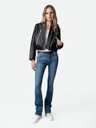Bunta Reversible Leather Jacket - Reversible short black leather and khaki nylon jacket with zip and snap button fastening and pockets.