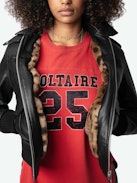 Luka Leather Jacket - Women's black leather jacket with zipper closure.