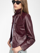 Liam Lederjacke - Taillierte Jacke mit Knöpfen und geprägten Flügeln aus glattem Leder.
