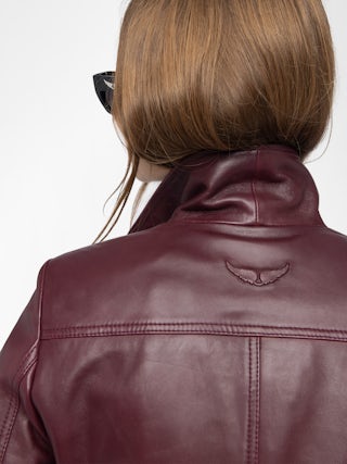 Liam Leather Jacket - Fitted buttoned jacket with embossed wings in smooth leather.