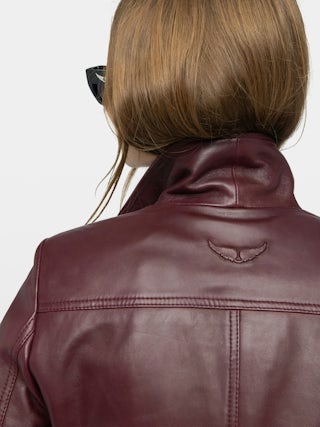 Liam Leather Jacket - Fitted buttoned jacket with embossed wings in smooth leather.