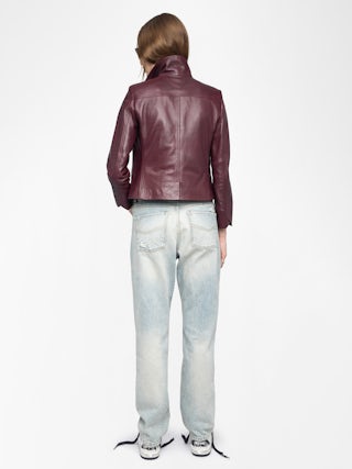 Liam Leather Jacket - Fitted buttoned jacket with embossed wings in smooth leather.