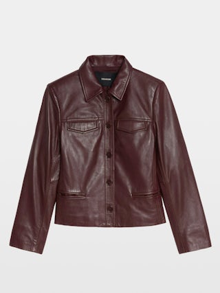 Liam Leather Jacket - Fitted buttoned jacket with embossed wings in smooth leather.