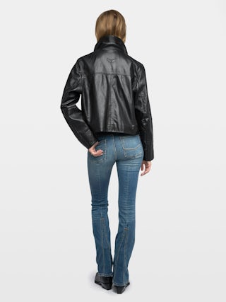 Jacke Liston 100% Leder - Kurze, geknöpfte Jacke aus glattem Leder mit geprägtem Flügel auf dem Rücken.