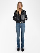 Jacke Liston 100% Leder - Kurze, geknöpfte Jacke aus glattem Leder mit geprägtem Flügel auf dem Rücken.