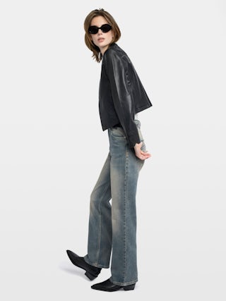 Luxi Leather Jacket - Fitted jacket in smooth leather with contrasting western panels and long sleeves.