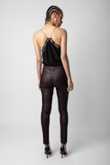 Phlame Crinkled Leather Trousers - Women’s brown crinkled leather trousers