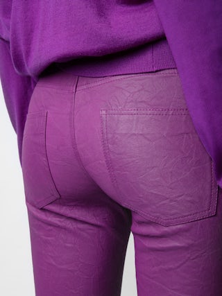 Pantalon Phlame Cuir Froissé - Pantalon en cuir froissé muni de poches.