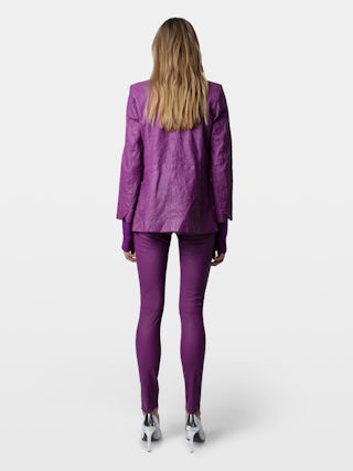 Pantaloni Phlame in pelle stropicciata - Pantaloni in pelle stropicciata con tasche.