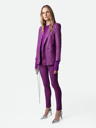 Pantalon Phlame Cuir Froissé - Pantalon en cuir froissé muni de poches.