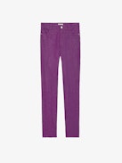 Phlame Crinkled Leather Pants - Purple crinkled leather pants with pockets.