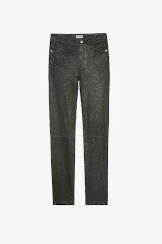 Pantalon Phlame Cuir Froissé - Women's crinkled leather pants.