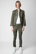 Phlame Crinkled Leather Pants - Women's crinkled leather pants.