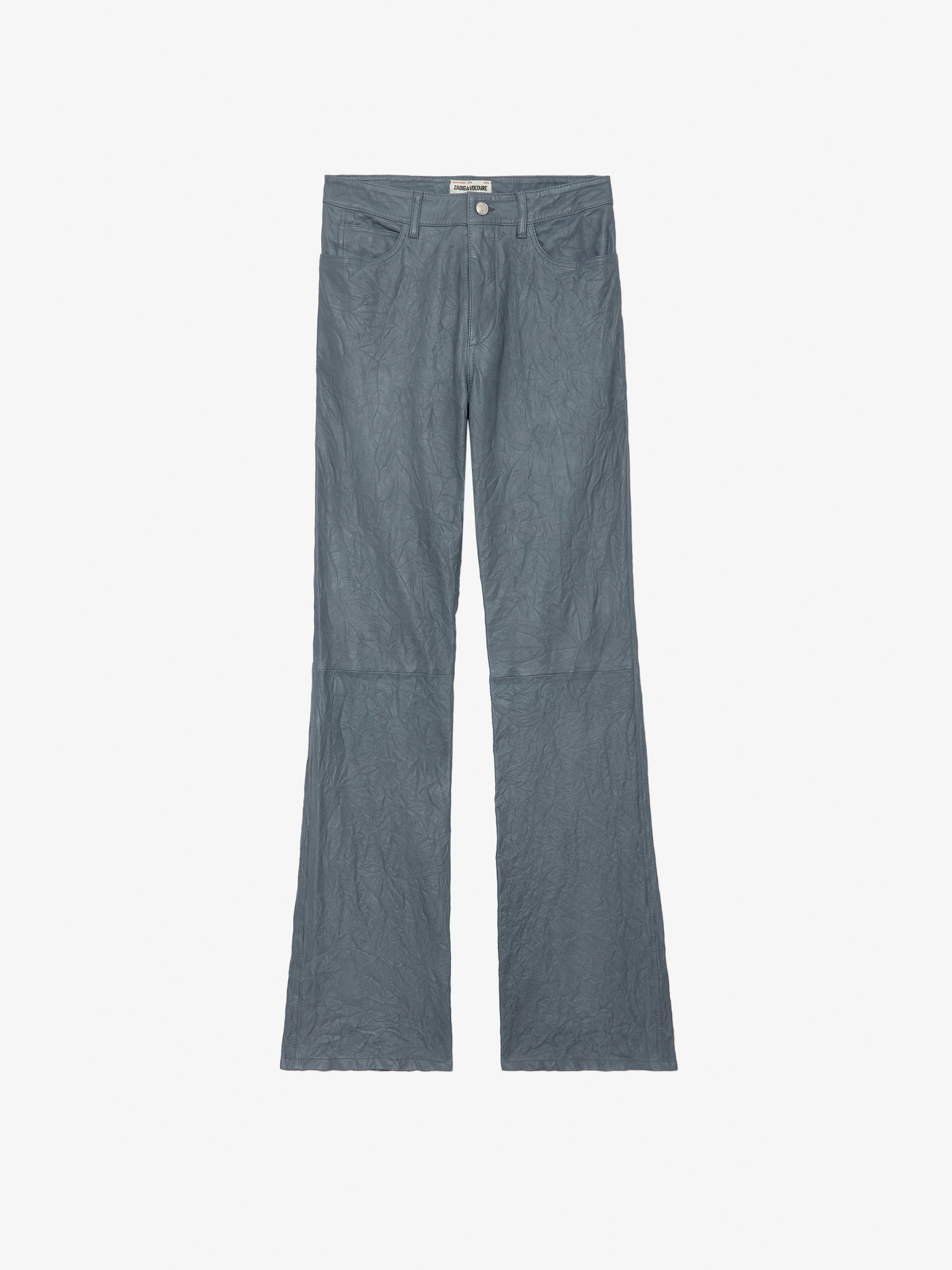 パンツ ZADIG&VOLTAIRE PANOL TAILLEUR PANTS Pistol Crinkled Leather Trousers pants blue women