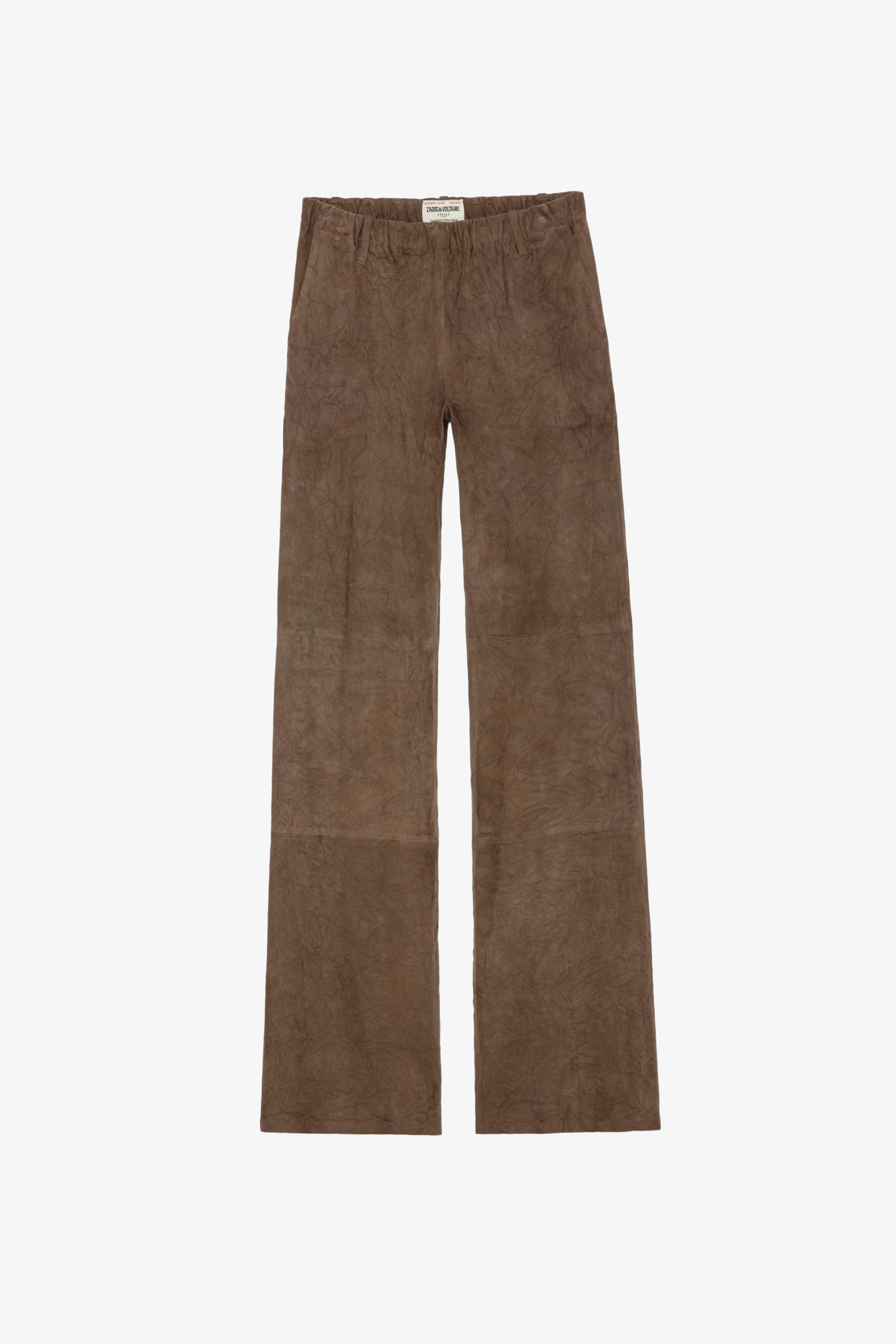 Parfait Creased Suede パンツ Women's bronze creased suede trousers