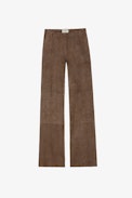 Parfait Creased Suede Trousers - Women's bronze creased suede trousers