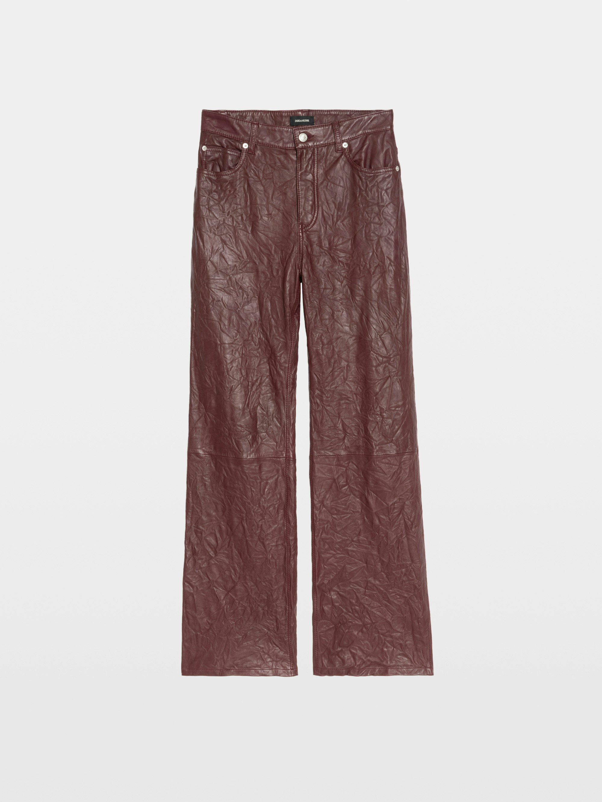 Evy Crinkled Flared Black Leather Pants | Zadig&Voltaire