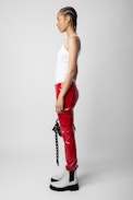 Pantaloni Peko vinile - Pantaloni in pelle vinile rossi da donna.