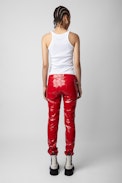 Pantaloni Peko vinile - Pantaloni in pelle vinile rossi da donna.