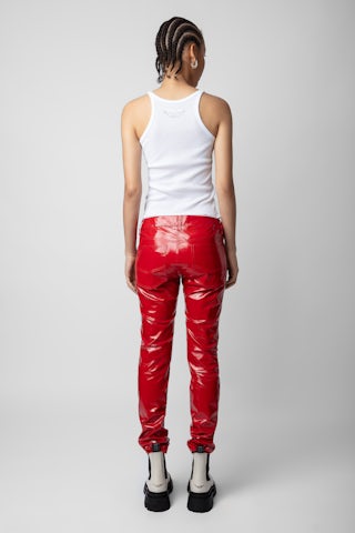 Pantalon Peko Vinyle - Pantalon en cuir vinyle rouge.