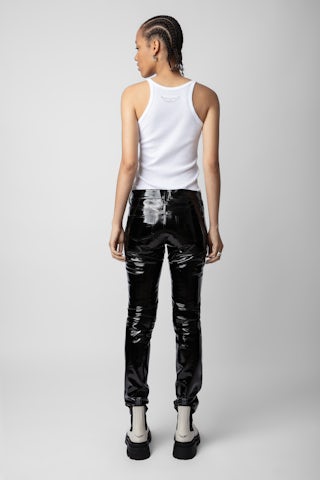 Pantalon Peko Vinyle - Pantalon en cuir vinyle noir.