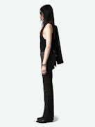 Pauline Crinkled Leather Pants - Straight-cut distressed leather pants with crinkled details and an elasticated waist.