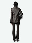 Pauline Crinkled Leather Pants - Straight-cut distressed leather pants with crinkled details and an elasticated waist.