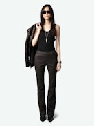 Pauline Crinkled Leather Pants - Straight-cut distressed leather pants with crinkled details and an elasticated waist.