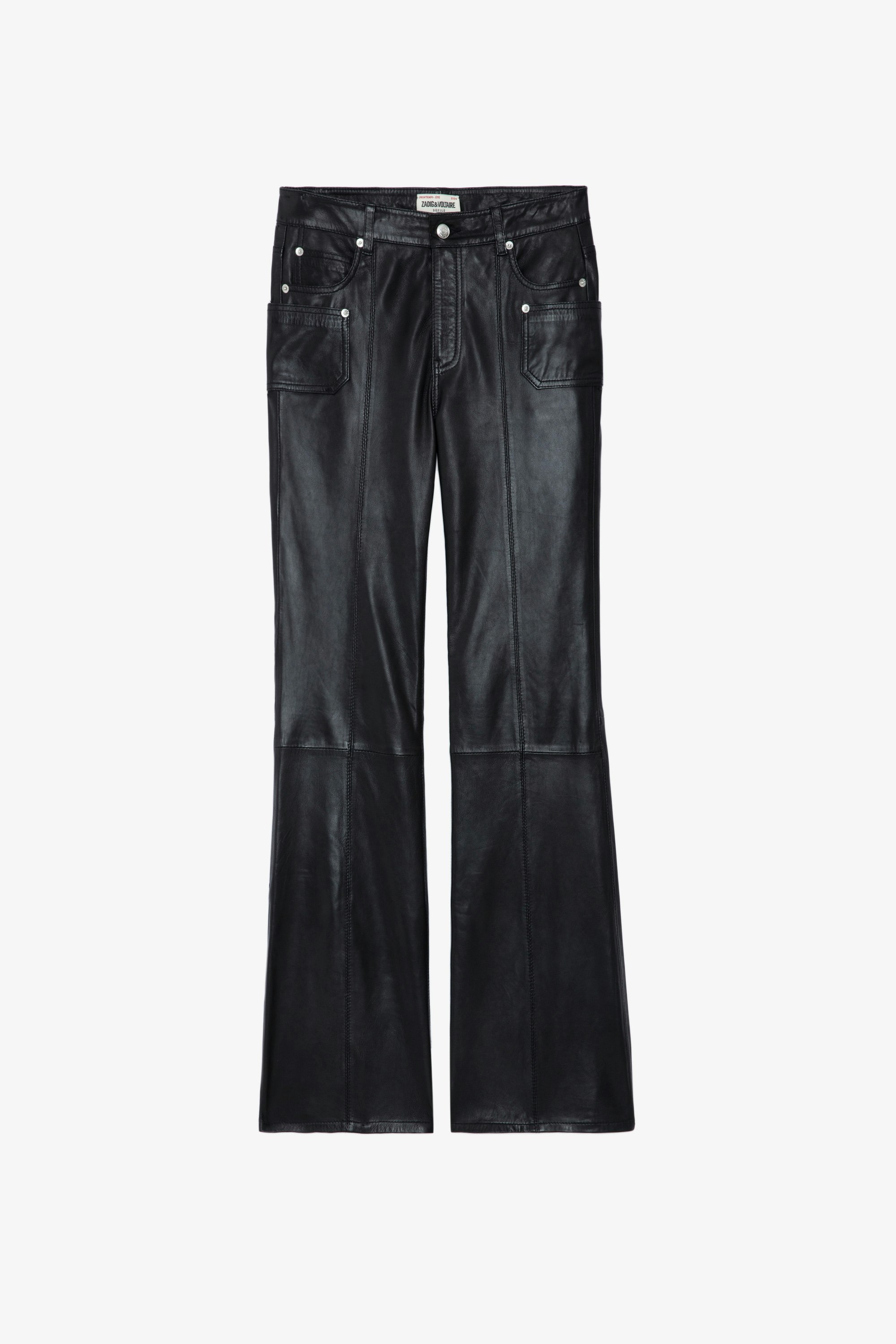 Elvir Leather Pants - Women's leather bootcut pants with multiple pockets.