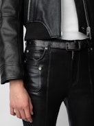 Elvir Leather Pants - Women's leather bootcut pants with multiple pockets.