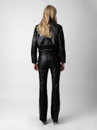 Elvir Leather Pants - Women's leather bootcut pants with multiple pockets.