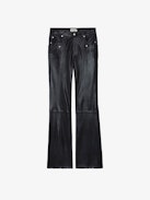 Elvir Leather Pants - Women's leather bootcut pants with multiple pockets.