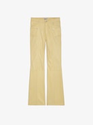 Hose Elvir Leder - Ausgestellte Hose aus Glattleder mit Taschen in Hellgelb.