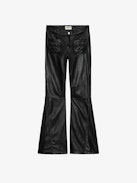 Ecume Leather Pants - Flared pants in smooth black leather with braided detailing on the pockets and belt loops.