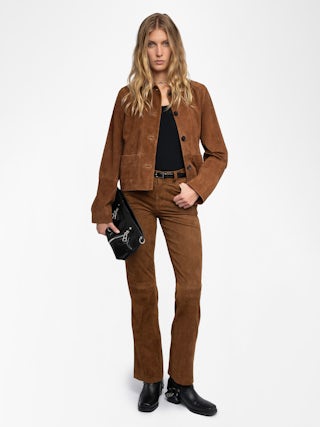 Pistol Trousers 100% Suede Leather - Bootcut suede leather trousers with multiple pockets.