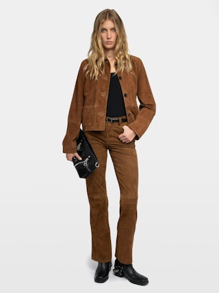 Pantalon Pistol 100% Wildleder - Bootcut-Hose mit mehreren Taschen aus Wildleder.