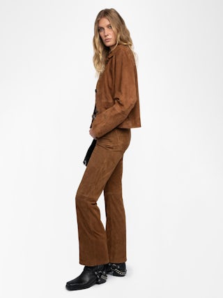 Pistol Trousers 100% Suede Leather - Bootcut suede leather trousers with multiple pockets.