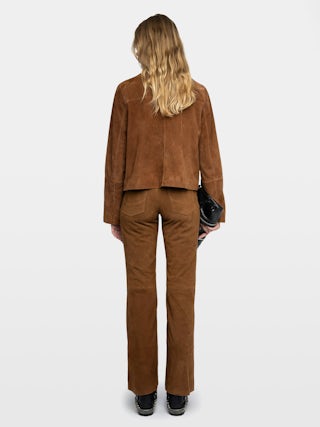 Pantalon Pistol 100% Wildleder - Bootcut-Hose mit mehreren Taschen aus Wildleder.