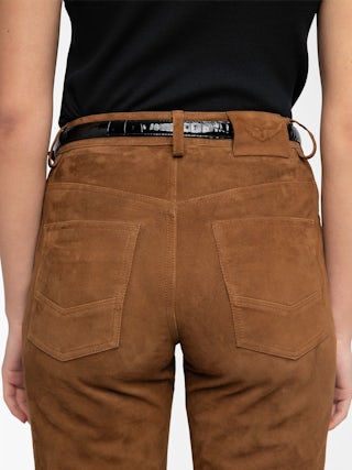 Pistol Trousers 100% Suede Leather - Bootcut suede leather trousers with multiple pockets.