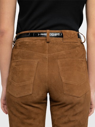 Pantalon Pistol 100% Wildleder - Bootcut-Hose mit mehreren Taschen aus Wildleder.