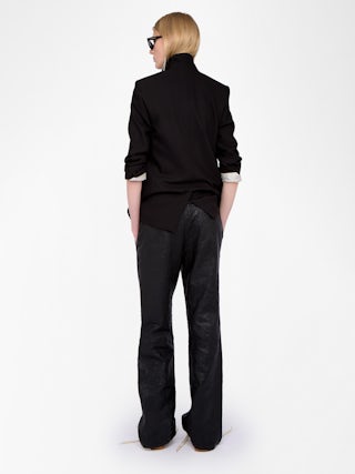 Hose Pocha Knautschiges Leder - Gerade Hose aus knautschigem Leder, Jogging-Stil, elastischer Bund.